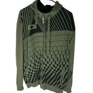 Oakley Green and Black Zip Up Hoodie Size L